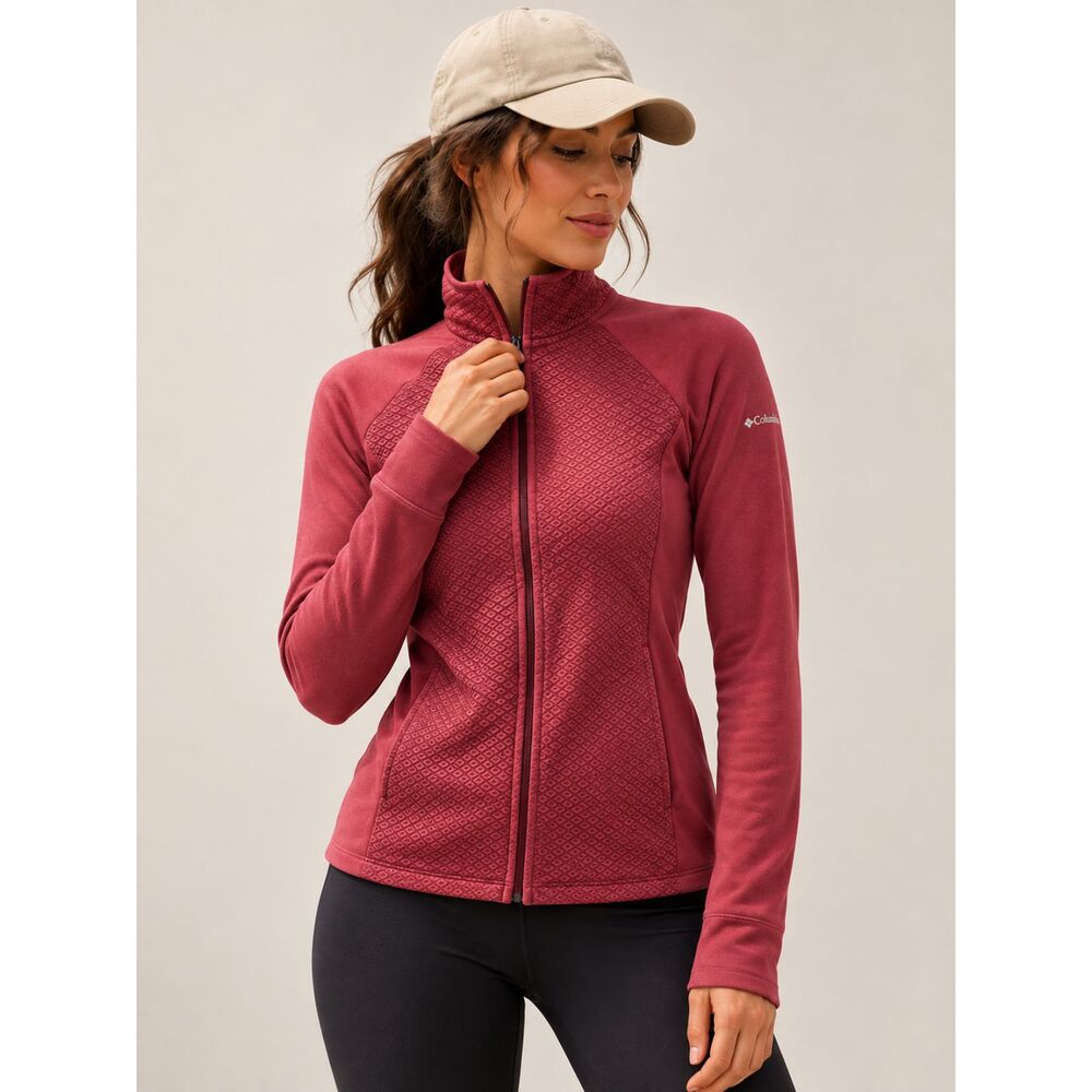 Columbia Womens S Burgundy Full Zip Jacket Hiking Gorpcore Athleisure Fall